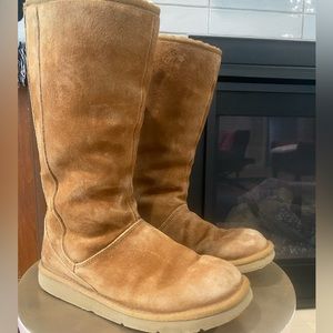 UGG® Australia 'Knightsbridge' Back Zip Brown Shearling Lined Boot W Size 8